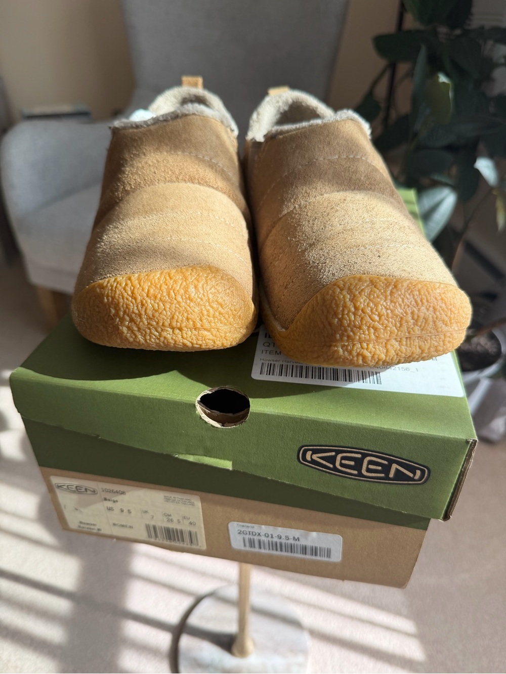 Keen Wheat Suede Slip-On Shearling Mules